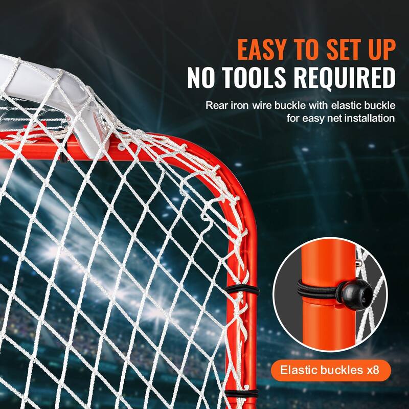 White Street Hockey Net with Orange Steel Frame Perfect for Indoor and Outdoor