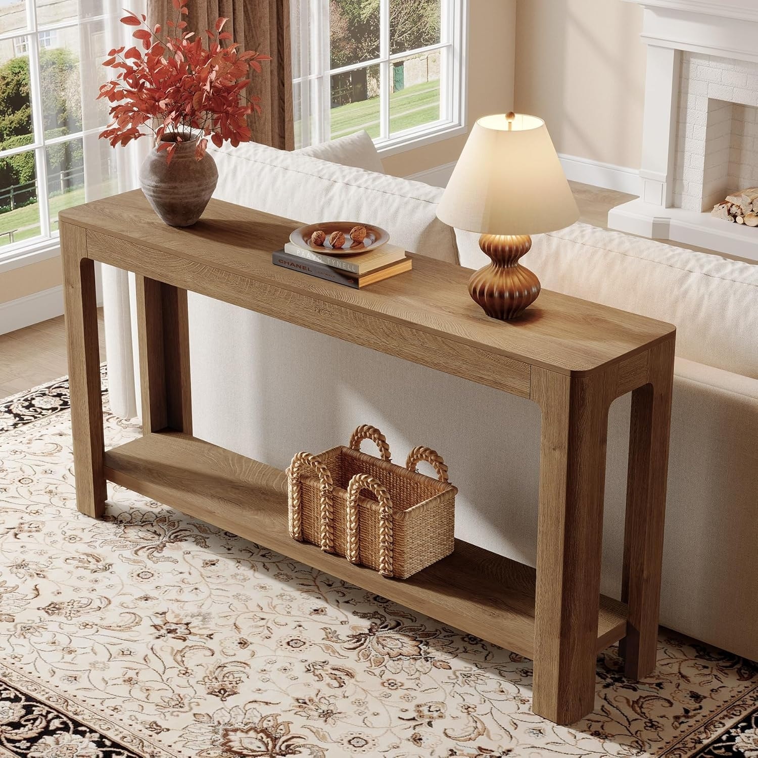 63-Inch-Console-Table,-2-Tier-
