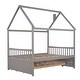 preview thumbnail 29 of 30, Wooden House Bed with Trundle and 3 Storage Drawers