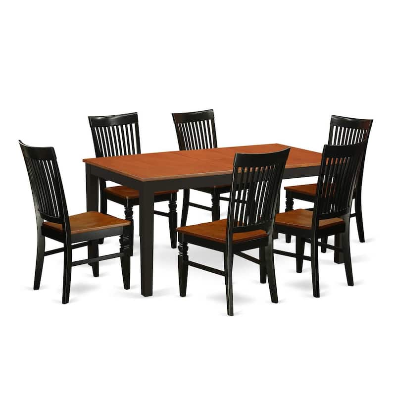 Kitchen Table Set 7 Piece - Dining Table & 6 Chairs - Black Cherry Finish - Elegant Family Dining Room Set