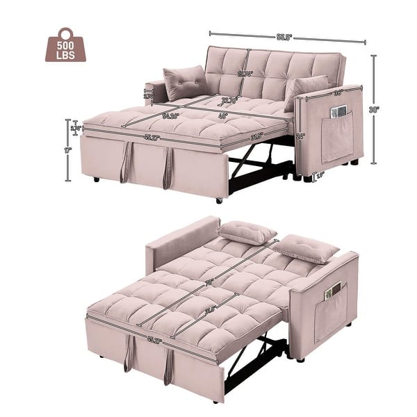 dimension image slide 5 of 10, Ouyessir 3 in 1 Multi-Functional Convertible Sleeper Sofa Bed