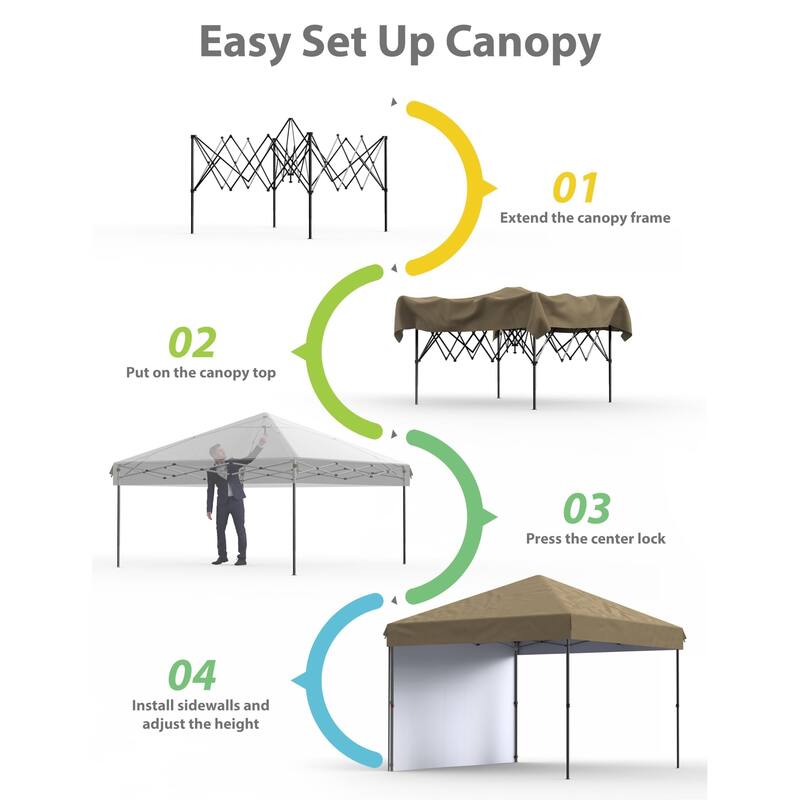 10x10 Feet Instant Pop-Up Canopy Tent, 1 Removable Sidewalls - 10*10Ft