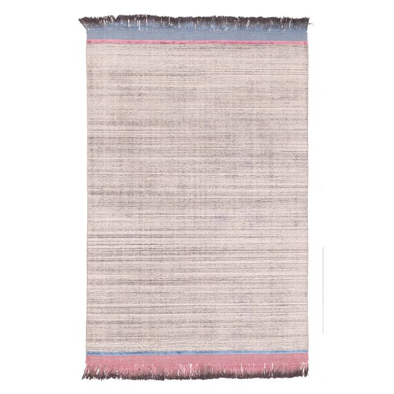 ECARPETGALLERY Hand Loomed Kashkuli Gabbeh Grey Viscose Rug - 5'3 x 7'11