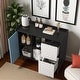 preview thumbnail 4 of 10, 35" Modern Black Buffet Storage Cabinet with Unique Drawer Panels, 2 Doors and Open Shelves, Accent Sideboard