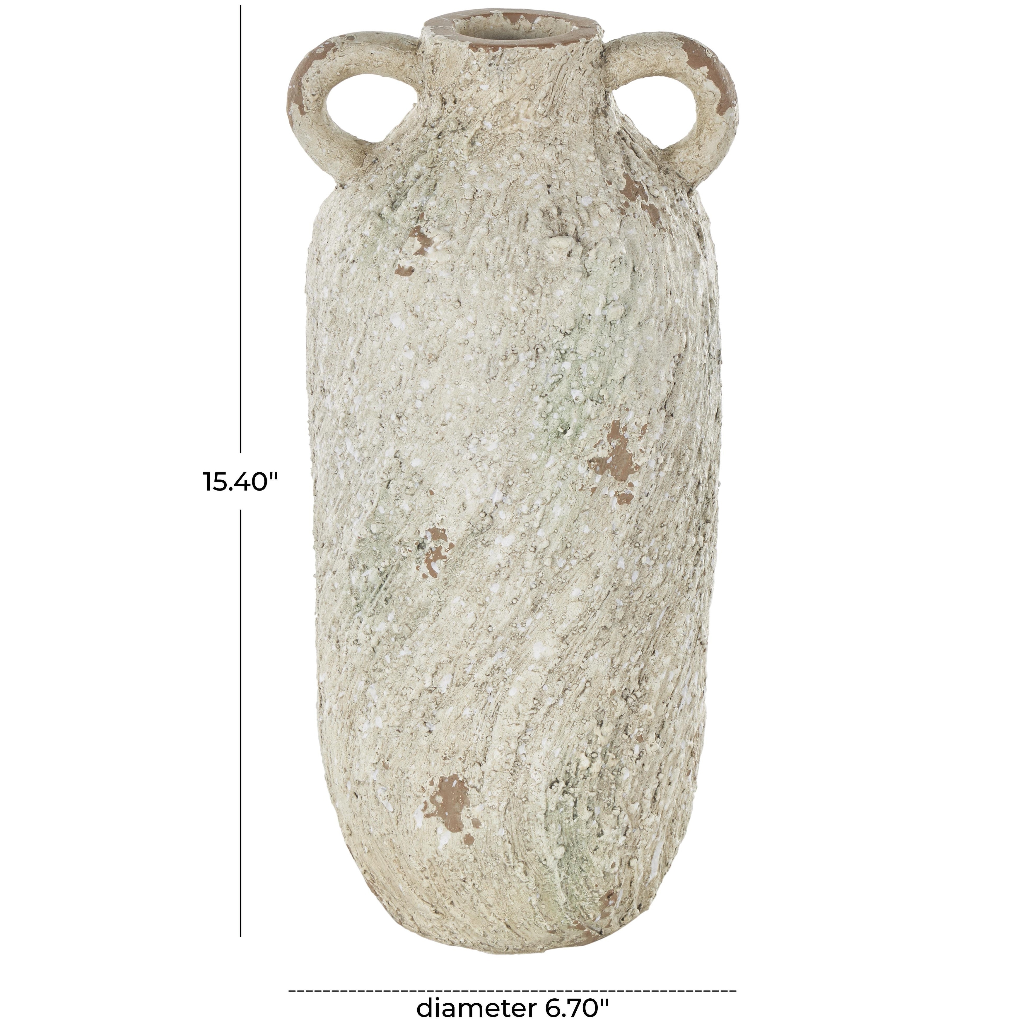 Magnesium Oxide Antique Textured Amphora Decorative Vase with