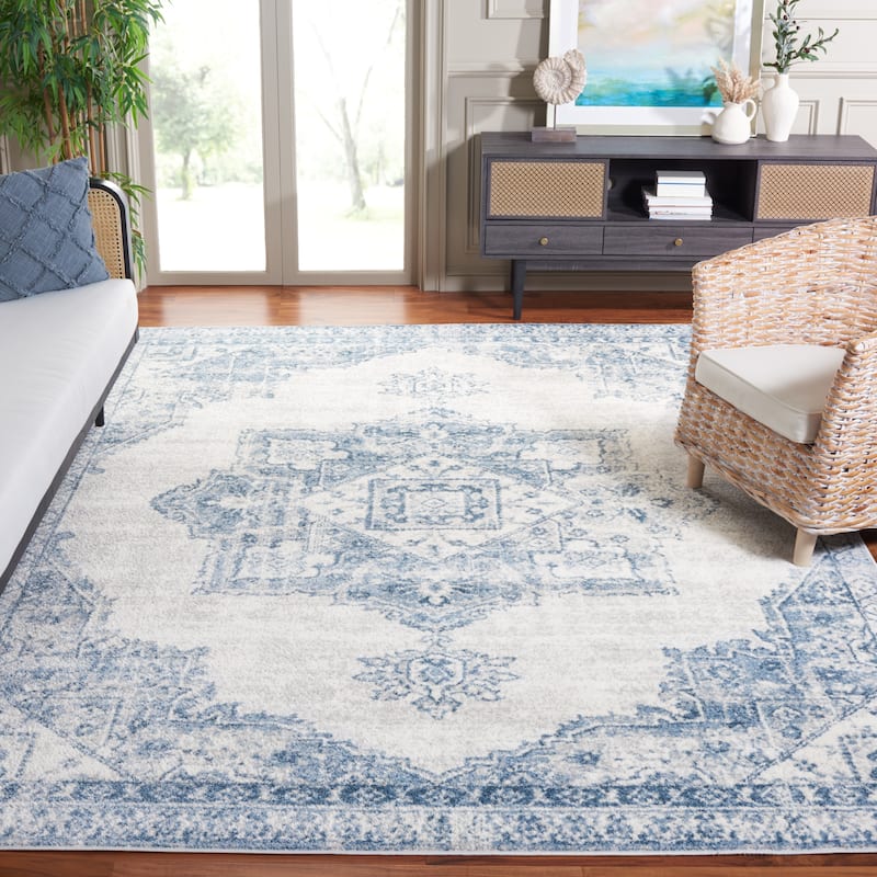 SAFAVIEH Layla Leanne Shabby Chic Farmhouse Rug - 9' x 12' - Ivory Grey/Blue