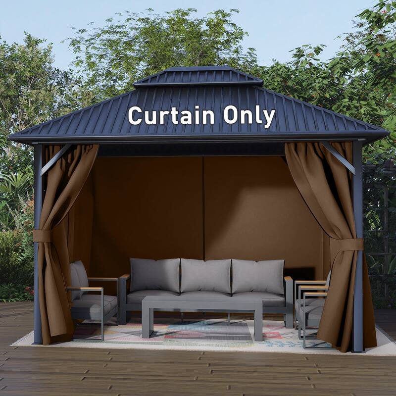 Aoodor Gazebo Curtain Replacement-Universal 4-Panel Sidewalls, Curtain Only