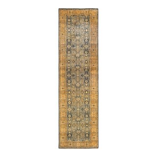 Overton One-of-a-Kind Hand-Knotted Traditional Oriental Mogul Blue Area Rug - 4' 2" x 15' 5"