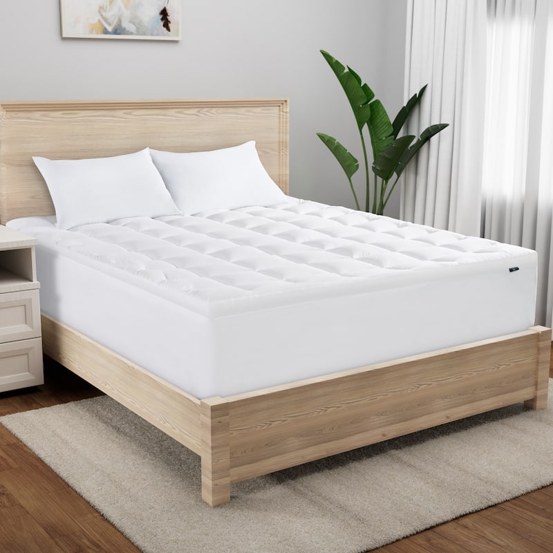Serta Memory Flex Mattress Topper with 2 In Down Alternative Pillow Top Gusset - White