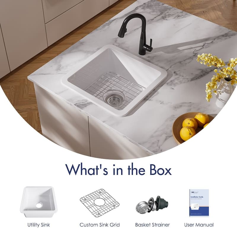 Eridanus 18-inch Square Kitchen Sink or Bar Sink - 18"L x 18"W x 10"H