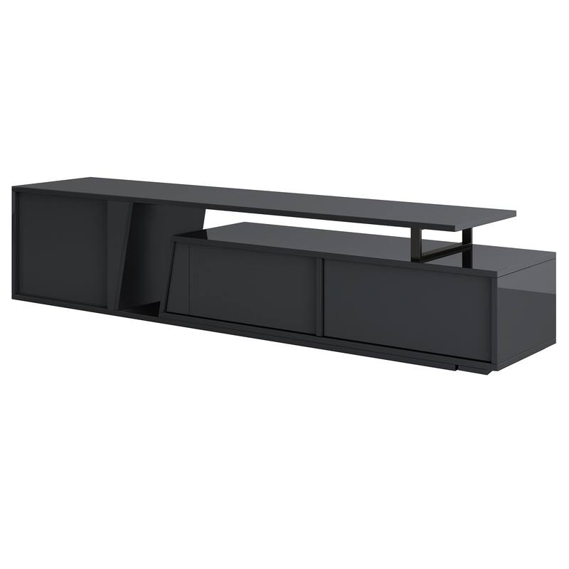 Roomfitters Minimalist TV Stand for up to 85 Inch TV, Entertainment Center with Four Spacious Cabinets
