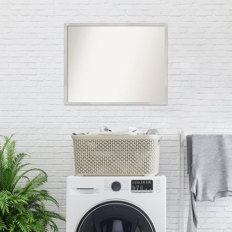Non-Beveled Wood Bathroom Wall Mirror - Svelte Silver Frame