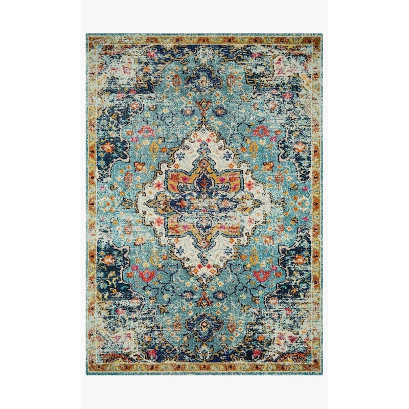 Alexander Home Vintage Boho Floral Medallion Distressed Area Rug