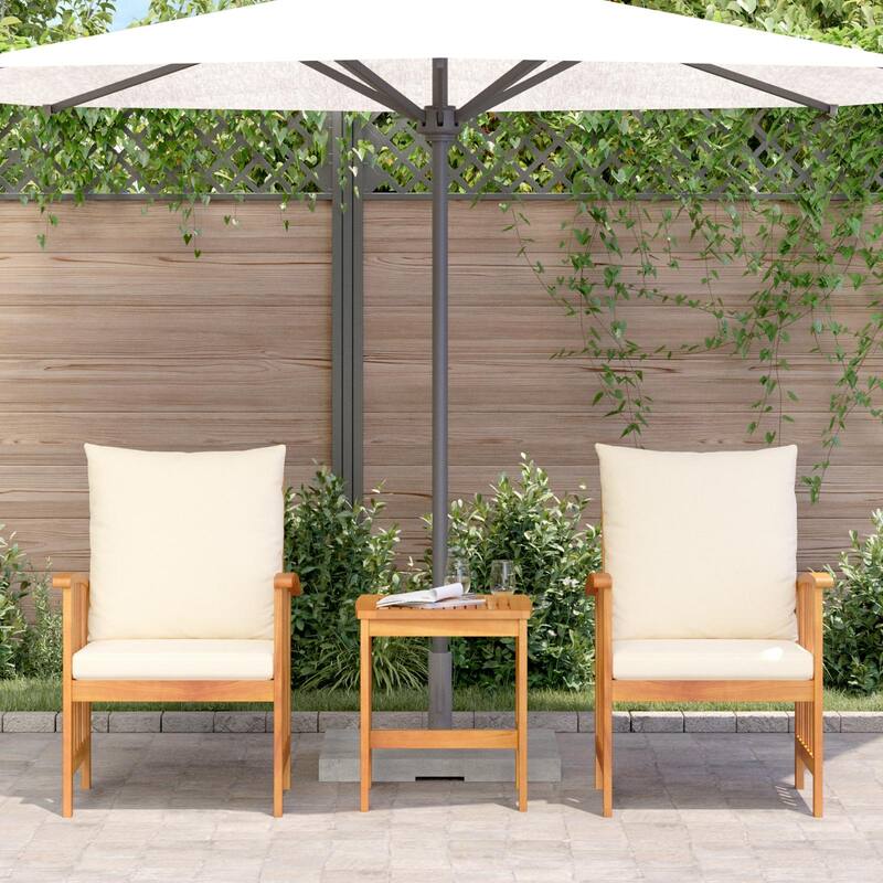 vidaXL Patio Furniture Set Patio Table and Chairs Dining Set Solid Acacia Wood - 26.4 x 23.2 x 32.7 in