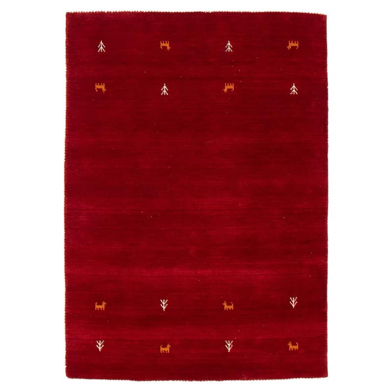 Kashkuli Gabbeh Red Rug 3'9" x 5'5" - 3'9 x 5'5 - Red - 3'9 x 5'5