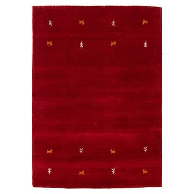Kashkuli Gabbeh Red Rug 3'9" x 5'5" - 3'9 x 5'5
