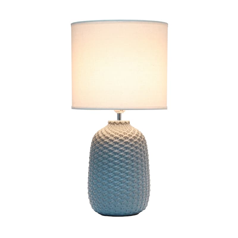 20.4" Purled Texture Lamp with White Fabric Shade