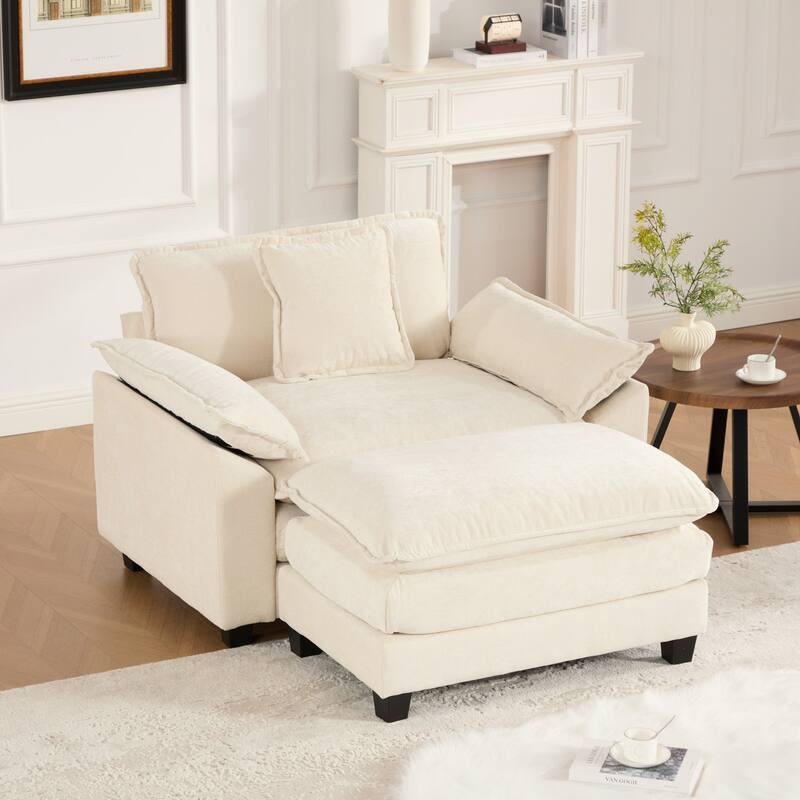 GDF Studio - Cloud Modern Chenille Upholstered Single Seat Sofa with Double-Layer Cushion for Living Room