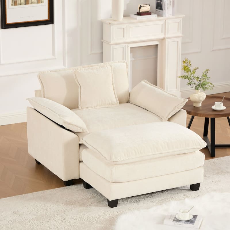 Roomfitters Cloud Sofa Chair, Modern Chenille Upholstered Single Seat with Deep Cushion Comfort