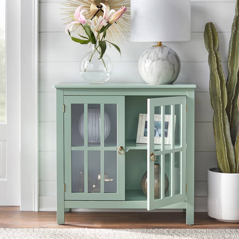 Simple Living Portland 2-Door Glass Cabinet