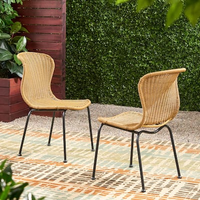 Outdoor Modern Rattan Dining Chair (Set of 2)