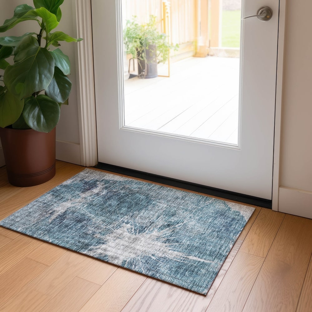 Machine Washable Indoor/ Outdoor Chantille Modern Tree Grain Rug