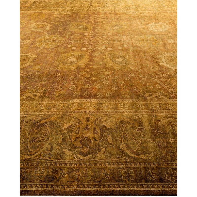 Overdyed, One-of-a-Kind Hand-Knotted Area Rug - Brown - 10' 0" x 13' 9"