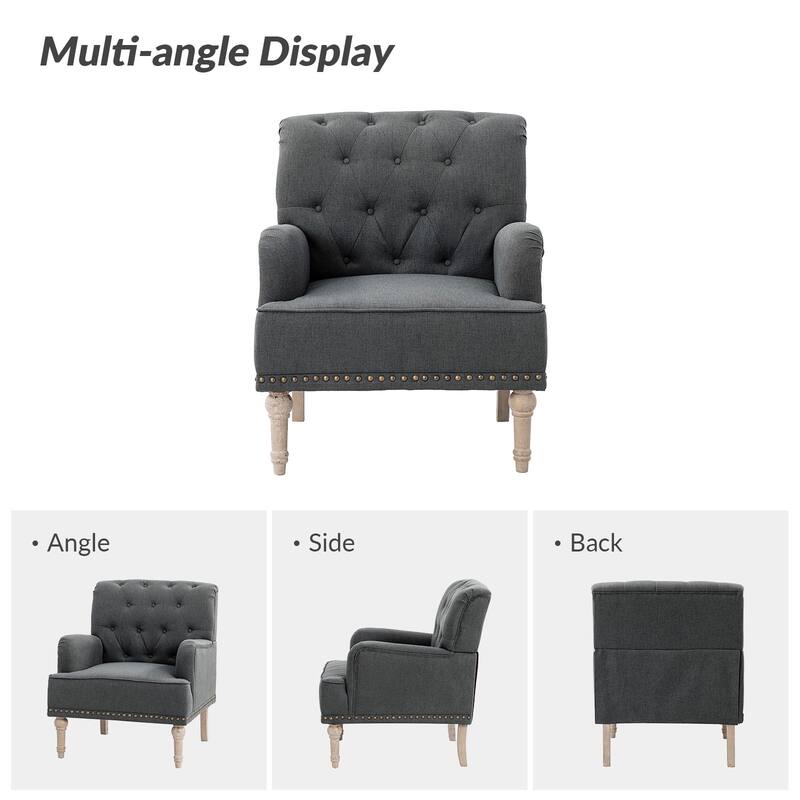 Geltrude Classic Upholstered Accent Arm Chair with Button Tufted Back by HULALA HOME