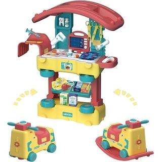 3 in 1 Doctor Kit for Kids,Pretend Doctor Playset with Rocking Horse, Scooter Mode - 29x30