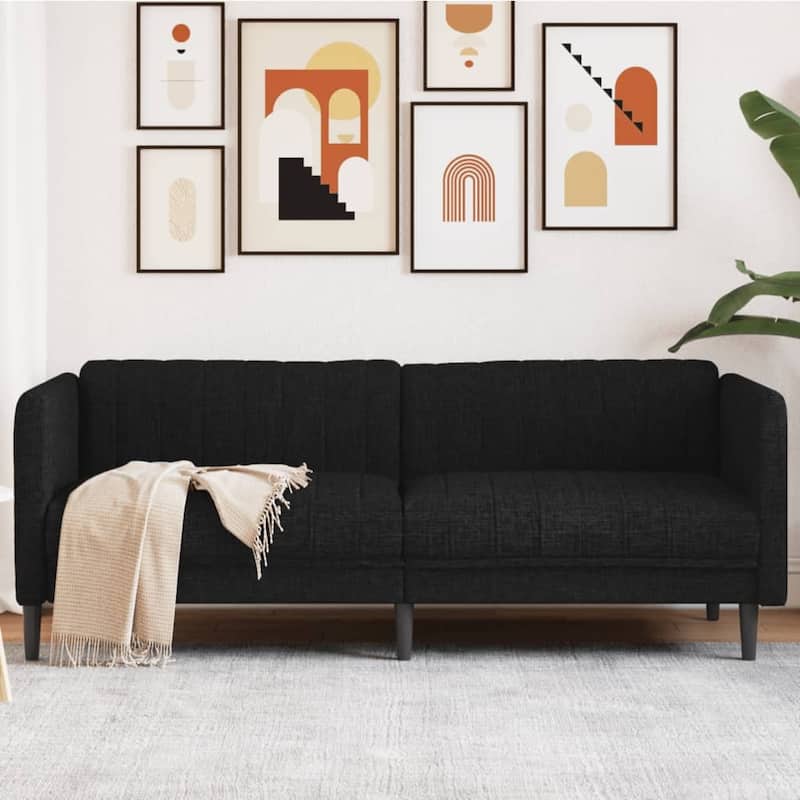 vidaXL Sofa Chair Upholstered Armchair Seating Living Room Faux Suede Leather - Black 3-Seater - 30.1 x 76.0 x 29.3 in
