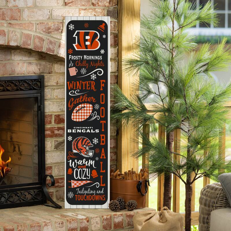 47" Double Sided Seasonal Porch Leaner, Cincinnati Bengals - 47" x 11.25" - Winter