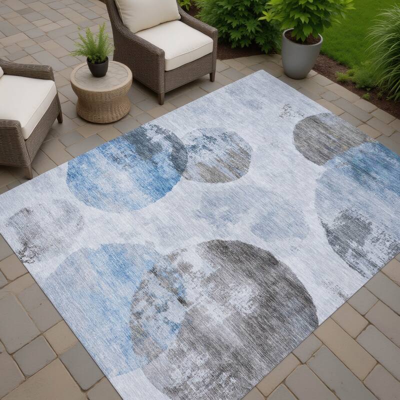 Machine Washable Indoor/ Outdoor Contemporary Micha Chantille Rug - Denim - 10' x 14'