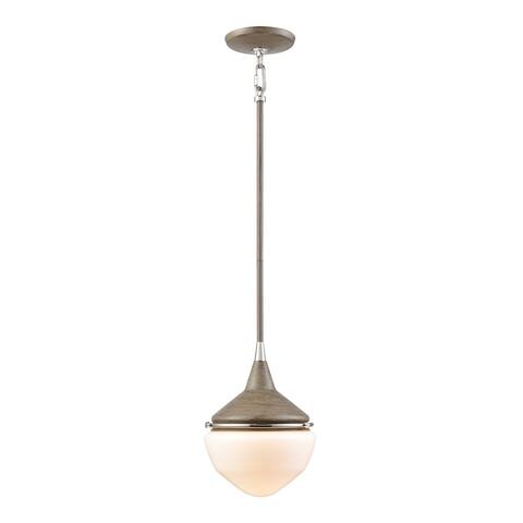 Mid-Century Schoolhouse 1-Light mini pendant in Pecan / Polished Nickel