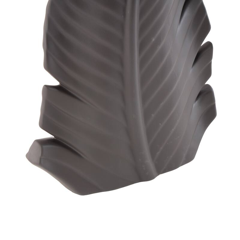 Ceramic Palm Tree Curved Leaf Decorative Vase - Black or White - Roche River Decor