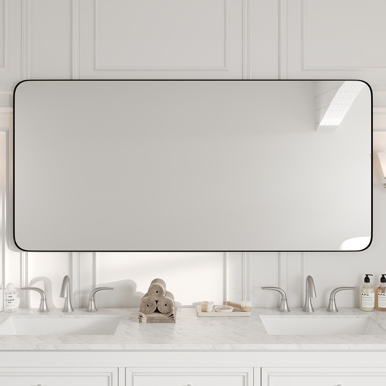 Eviva Harmony 60" x 28" Rectangular Black Metal Framed Mirror