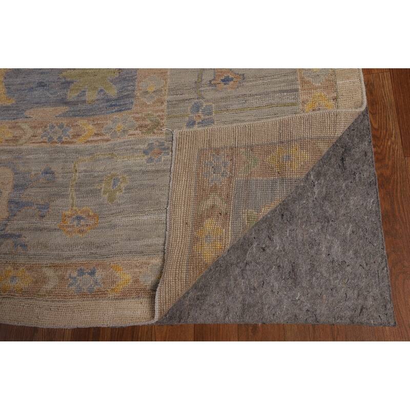 Blue Vegetable Dye Oushak Turkish Area Rug Hand-Knotted Wool Carpet - 9'6"x 12'1"