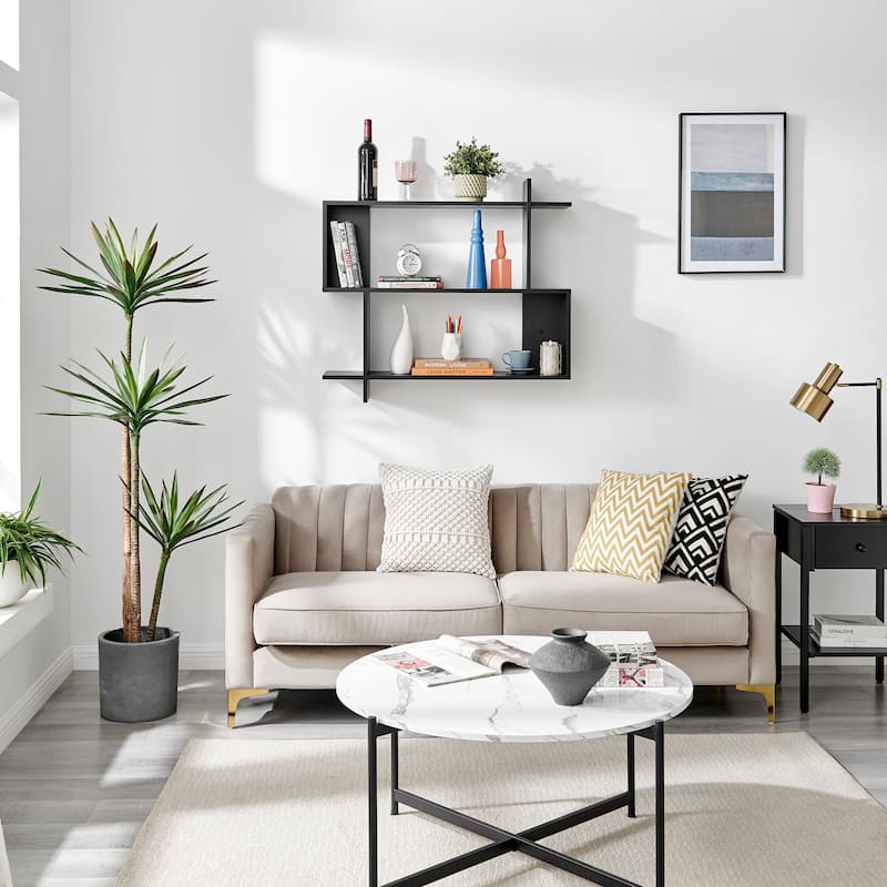 Danya B. Manasa Floating Geometric Kilter Two-Tier Wall Shelf