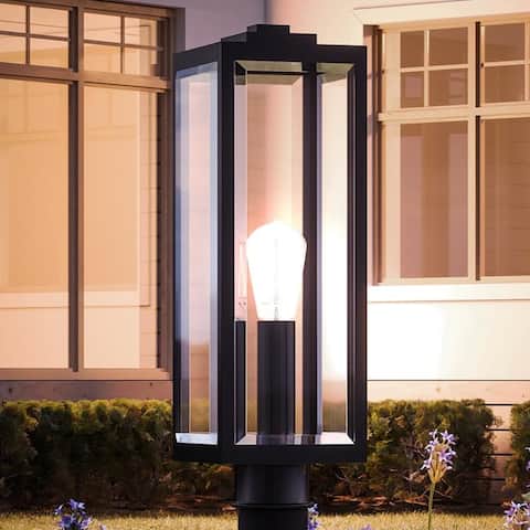 Luxury Modern Farmhouse Post/Pier, 20.5"H x 7"W, with Industrial Style, Natural Black, by Urban Ambiance - 20.5" H, 7" W, 7" Dep