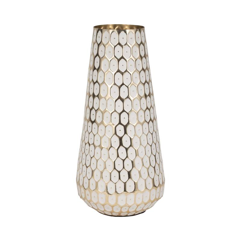 Sagebrook Home Metal Gold Geometric Cylinder Tribal Vase