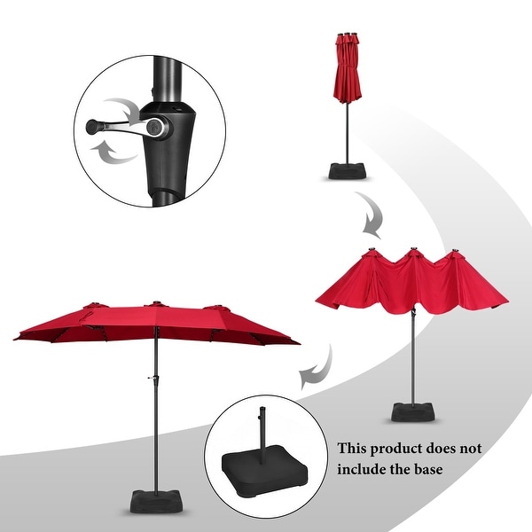 Ainfox 15-foot Double-sided Solar LED Lighted Patio Umbrella
