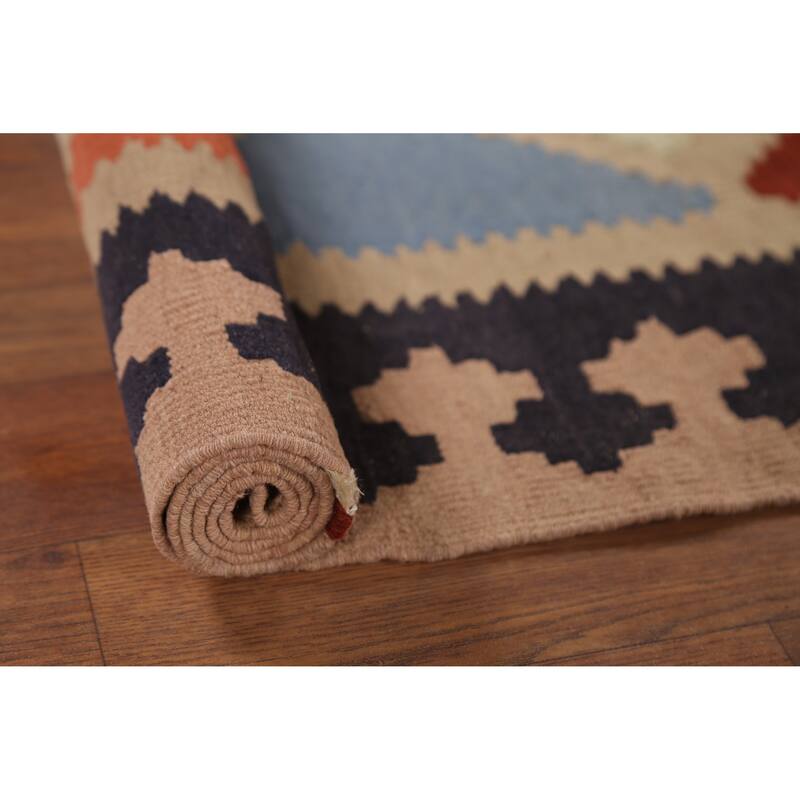 Vegetable Dye Kilim Qashqai Persian Accent Rug Handmade Wool Carpet - 3'3"x 4'10"