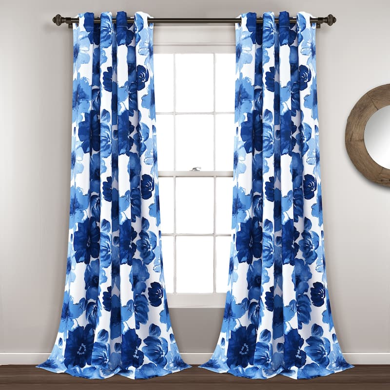Lush Decor Leah Room Darkening Curtain Panel Pair - 52"W x 84"L - Navy