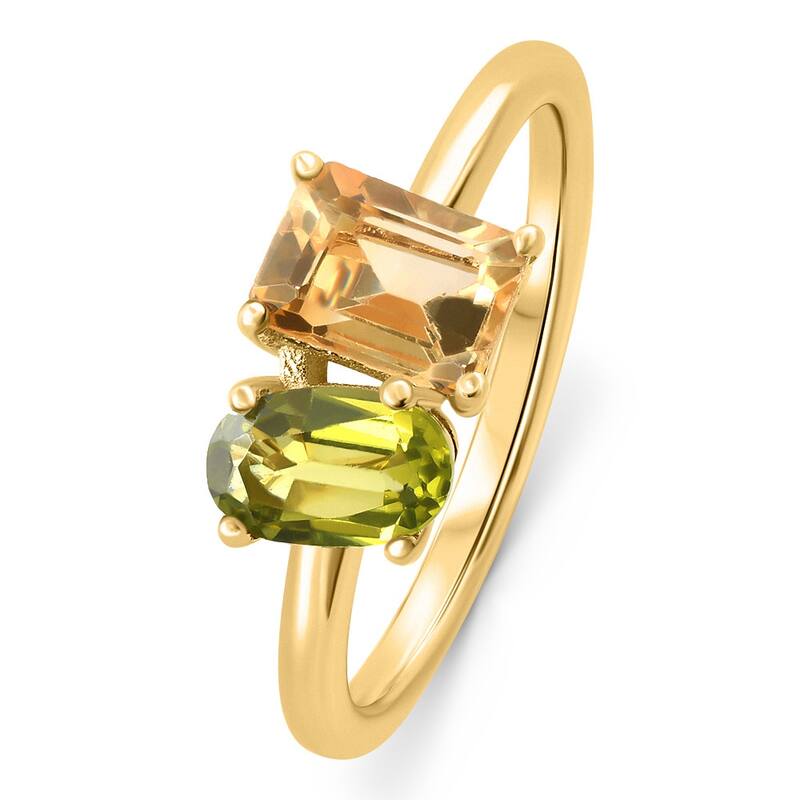 1 1/2Ct Toi Et Moi Peridot & Citrine 2-Stone Ring Gold
