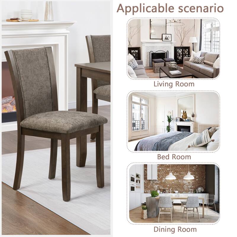 Dining Chairs Only, Wooden Dining Chairs Set of 4, Kitchen Chair with Padded Seat, Upholstered Side Chair for Dining Room