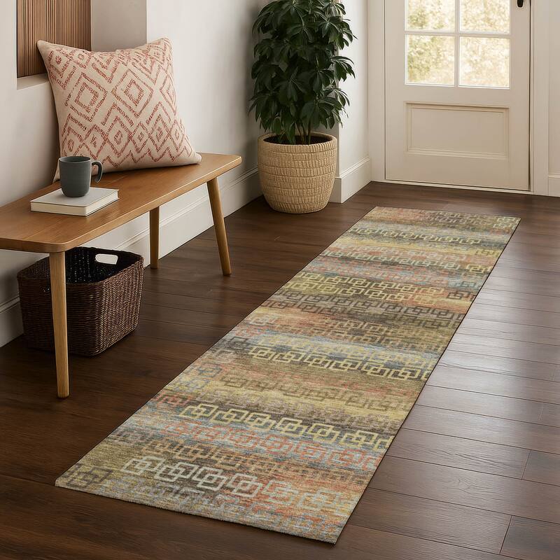 Premium Washable Super Soft Modern Stripe Mayfield Rug - Brown - 2'3" x 7'6"