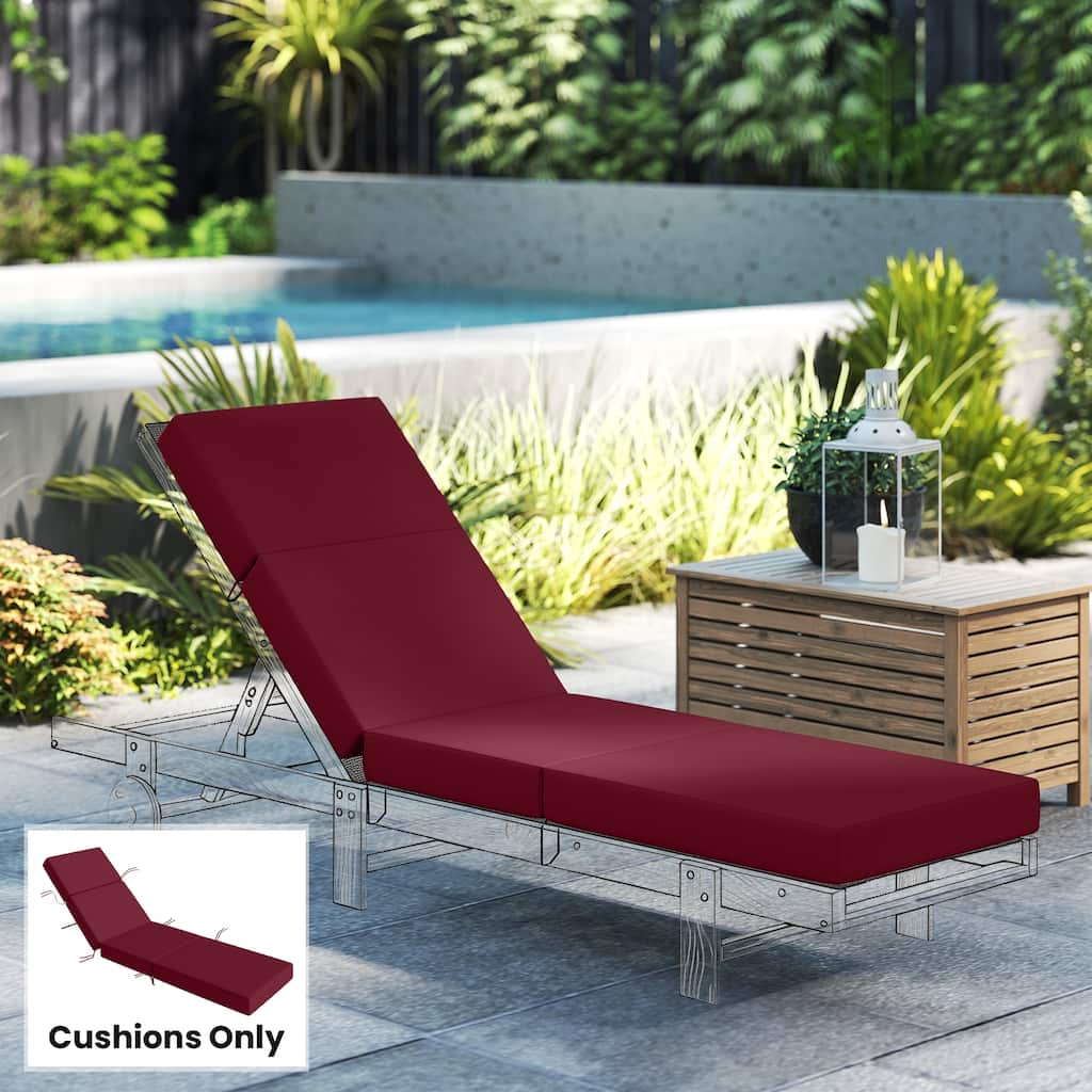 Outsunny Chaise Lounge Cushion, 4" Thick Outdoor Lounge Chair Cushion with Non-Slip Ties