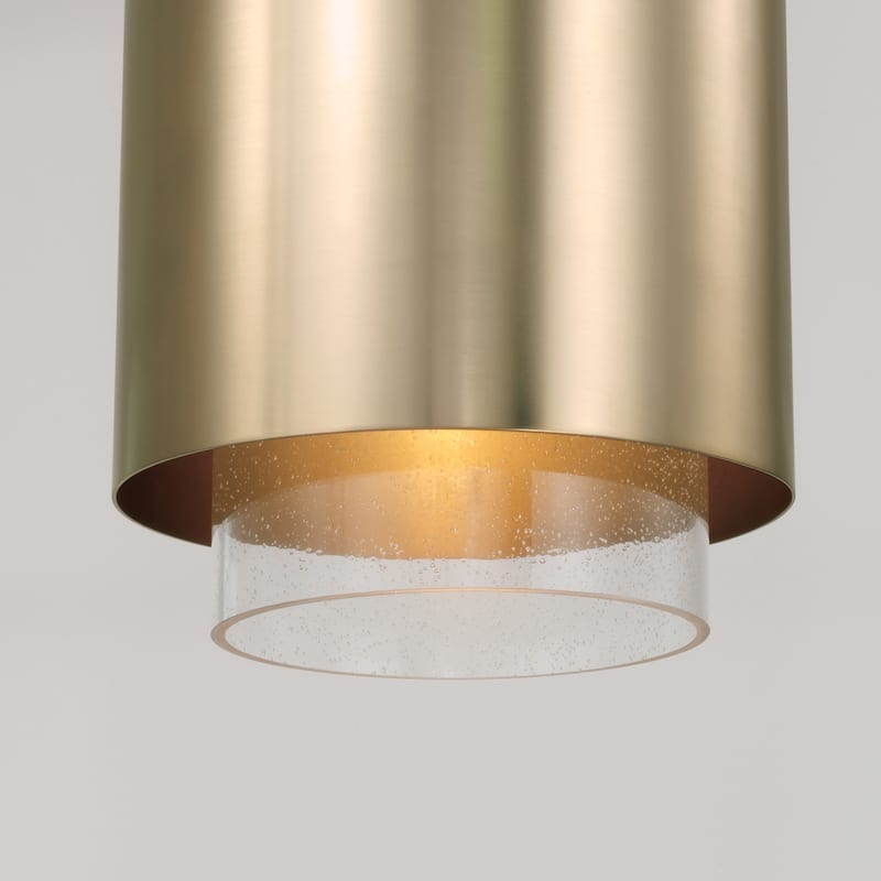 11.50"W x 19.50"H 1-Light Cylindrical Metal Pendant with Seeded Glass - 11.5"W x 19.5"H