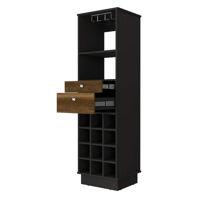 FM Furniture Hype Bar Cabinet with 12 Wine Cubbies, 2 Drawers - N/A