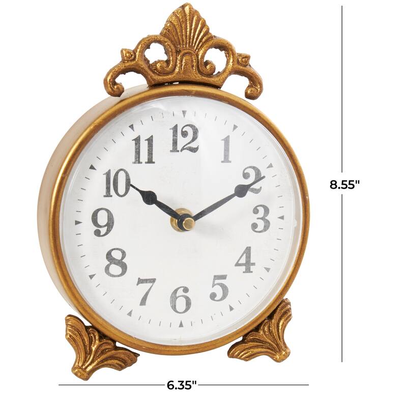 Gold Metal Antique Style Scroll Decorative Clock