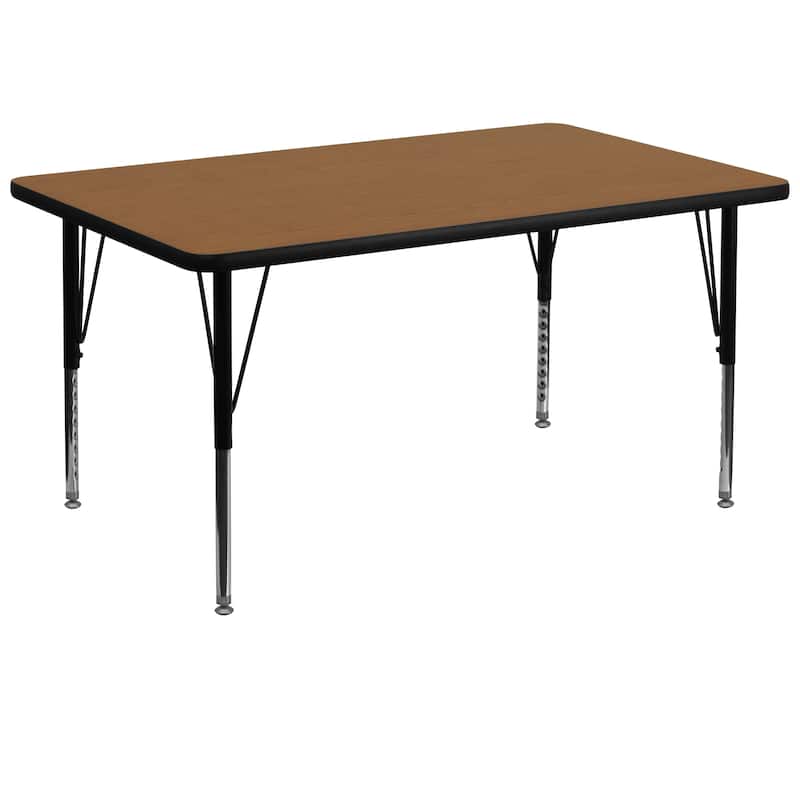 36''W x 72''L Thermal Laminate Activity Table - Adjustable Short Legs - Oak